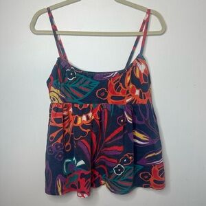 Old Navy Tropical Colorful Blue Spaghetti Tank Vintage Y2K Size M Medium